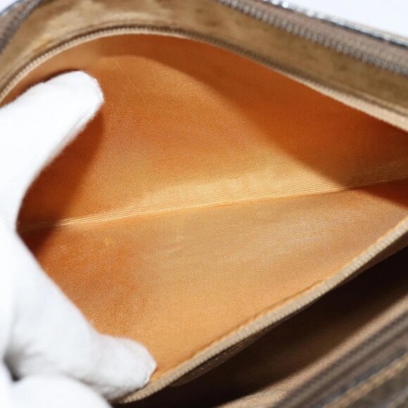 GUCCI GG Supreme Web Sherry Line Bag PVC Beige Gold Auth 128013 - Picture 13 of 16